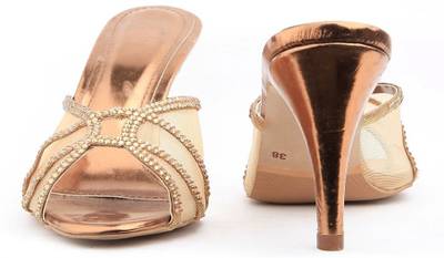 B Bitch Women Gold Heels