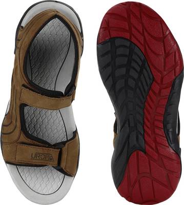 Cozy Men Charming Brown &amp; Hot Red Sandals