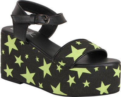 60% OFF on Chalk Studio Starry Night Women Black, Green Wedges