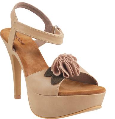 Mochi Women 20,Beige Heels