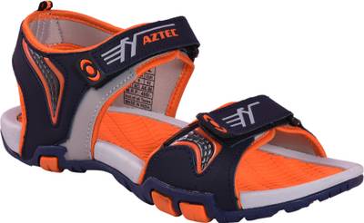 Aztec Men Navy Blue, Orange Sandals