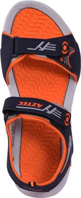 Aztec Men Navy Blue, Orange Sandals