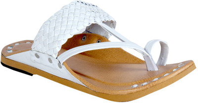 

Panahi White Synthetic Kolhapuri Kolhapuris For Men(White