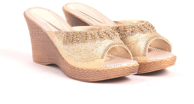

Adorn Women Golden Wedges