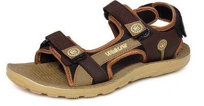 Walkline Men Black Sports Sandals