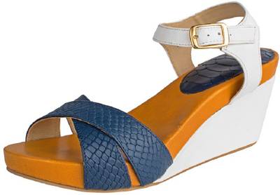 Hidesign Women Blue::Yellow Heels
