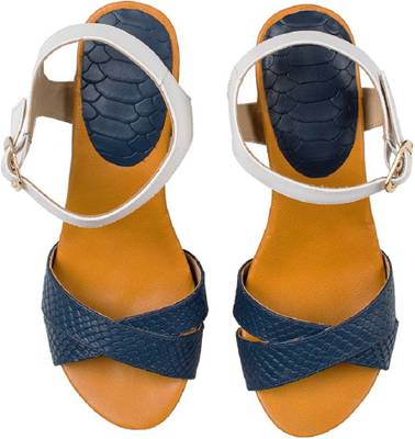 Hidesign Women Blue::Yellow Heels