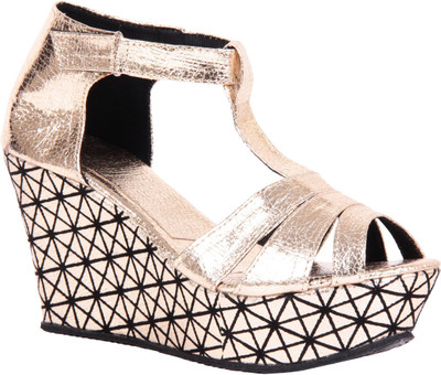 

Adorn Women Golden Wedges