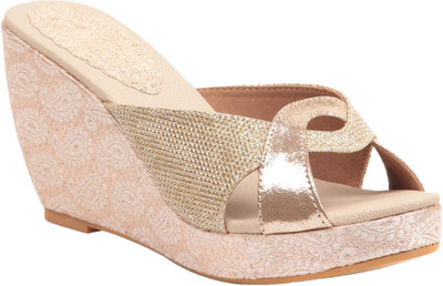 

Adorn Women Golden Wedges