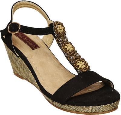 

Flat n Heels Women Black Wedges