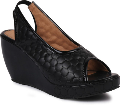 Bellafoz Women Black Wedges