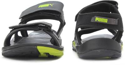 Puma Men black-dark shadow-lime punch Sports Sandals