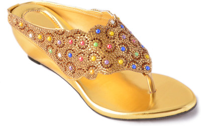 

Myra Women Golden Wedges