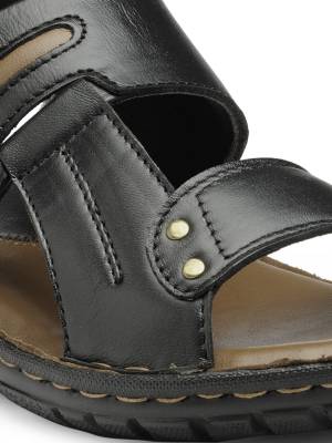 Teakwood Men Black Sandals