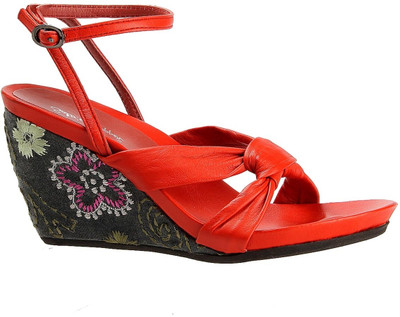 Salt N Pepper Women Coral Red Wedges