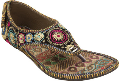 

Footrendz Women Black::Golden; pink; blue Flats