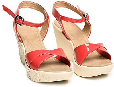 

Bare Soles Women Red Wedges