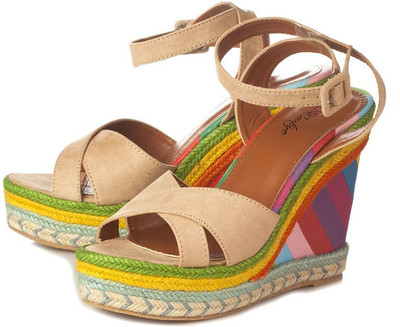 Vero Couture Women Apricot-Multi Wedges