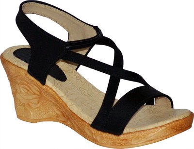 With The Fashion Women BLACK Wedges
