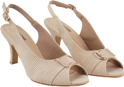 Mochi Women 20,Beige Heels