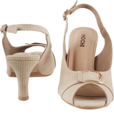 Mochi Women 20,Beige Heels