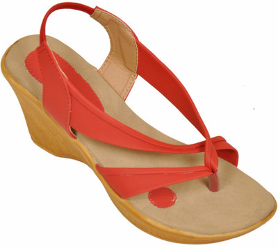 Bare Soles Women Red Wedges