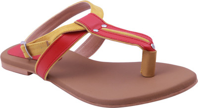 Adorn Women Red and Beige Flats