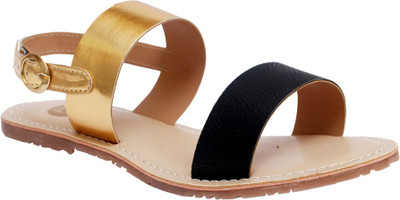 Ilo Women Golden::Black Flats