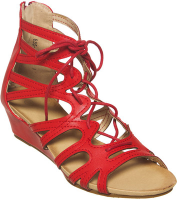 

Flat n Heels Women Red Wedges