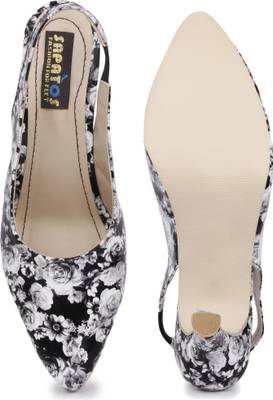 Sapatos Women ST-145-Multi Printed Black Heels