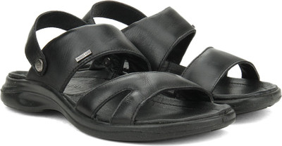 woodland black leather sandals