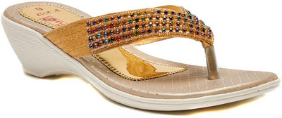 Dolphin Miles Women Gold Wedges