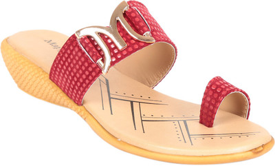 

Adorn Women Maroon and Beige Wedges