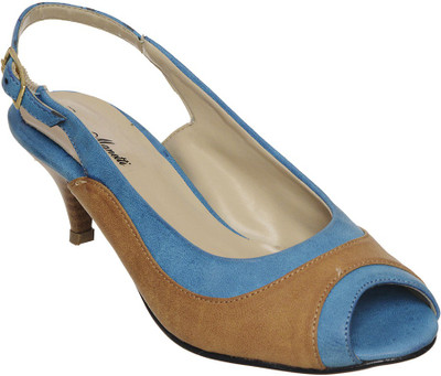 

Bruno Manetti Women Blue Tan Heels