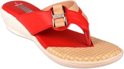 

Pipilika Women RED & CAMEL Wedges