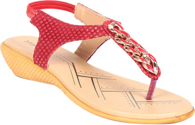 

Adorn Women Red and Beige Wedges