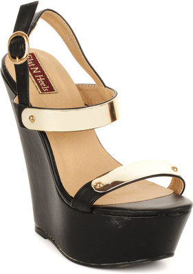 

Flat n Heels Women Black Wedges