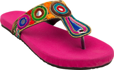 

Footrendz Women Pink::Brown; orange; green Flats