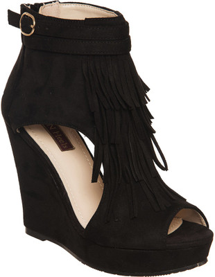 

Flat n Heels Women Black Wedges