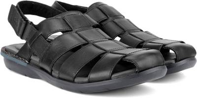 Clarks Men Black Leather Sports Sandals