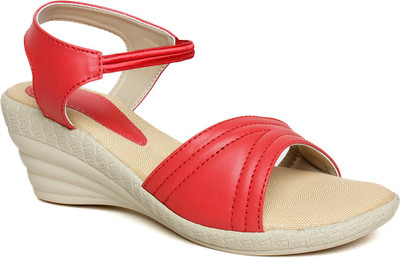 

Bare Soles Women Red Wedges