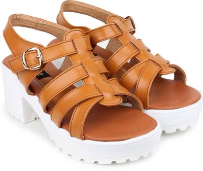 Shoetopia Women Tan Heels