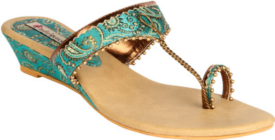 52% OFF on Indulgence Women Turquoise Wedges