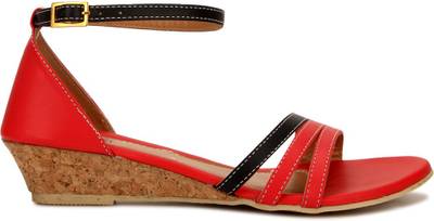 Yepme Women Red &amp; Black Heels