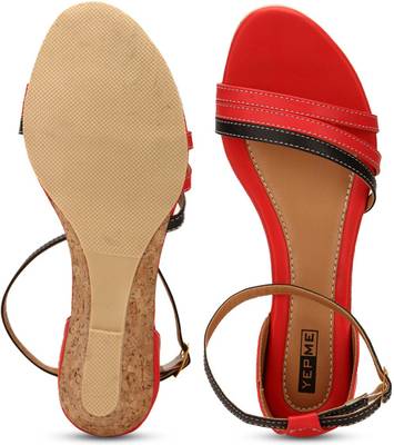 Yepme Women Red &amp; Black Heels