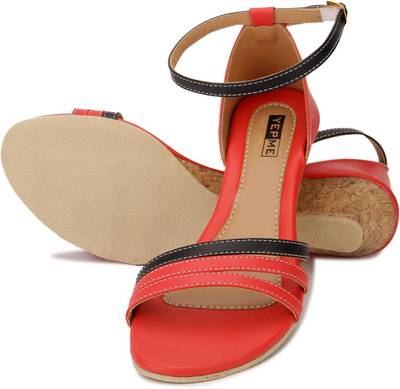 Yepme Women Red &amp; Black Heels