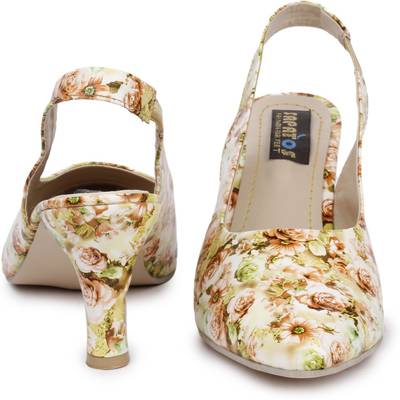 Sapatos Women ST-145-Multi Printed Yellow Heels