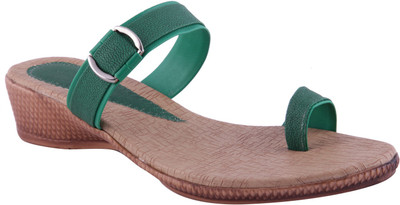 

Adorn Women Green and Brown Wedges