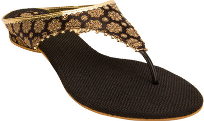 

Footrendz Women Black::Golden Flats