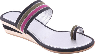 

Adorn Women Black and Silver Wedges